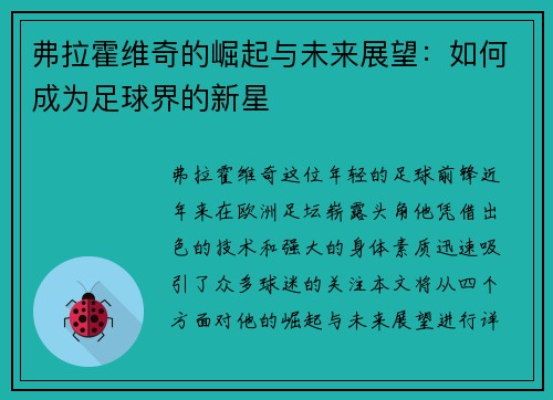 弗拉霍维奇的崛起与未来展望：如何成为足球界的新星
